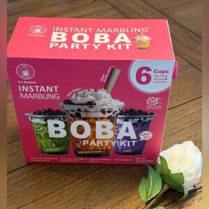 Boba Party tea Kit - Pink , 6pack , 3 flavors ,6 cups & straw included